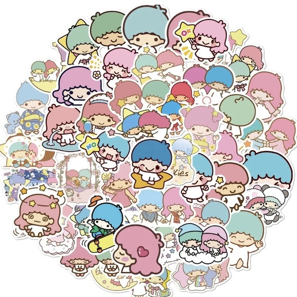 Sanrio Little Twin Stars Stickers 50 Pcs, Waterproof Vinyl Kawaii - Picture 4 of 6